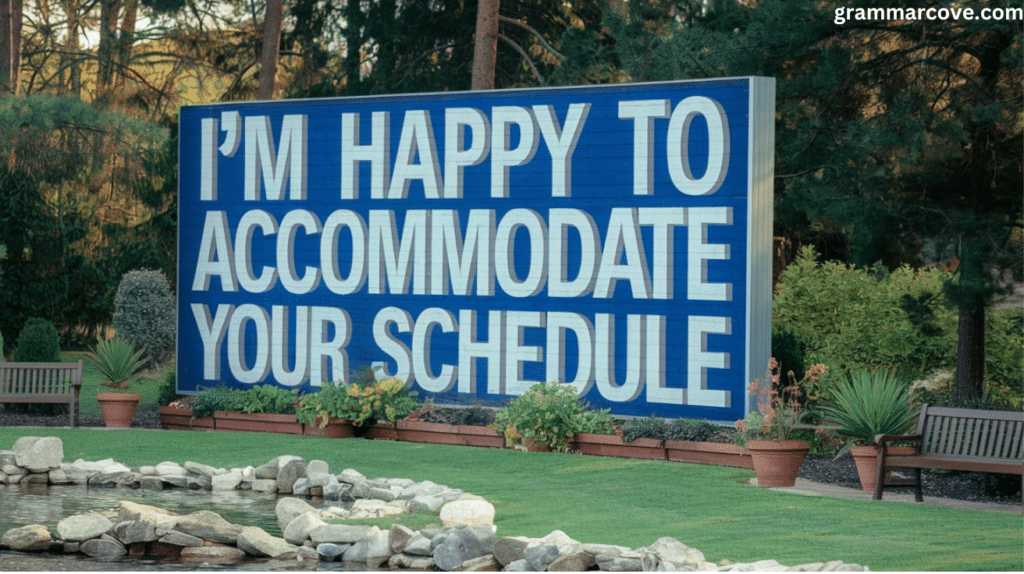 I’m happy to accommodate your schedule