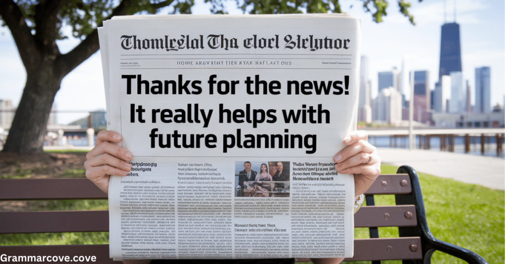 "Thanks for the News! It Really Helps with Future Planning"