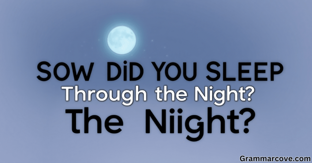 "How Did You Sleep Through the Night?"