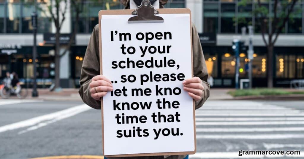 I’m open to your schedule, so please let me know the time that suits you